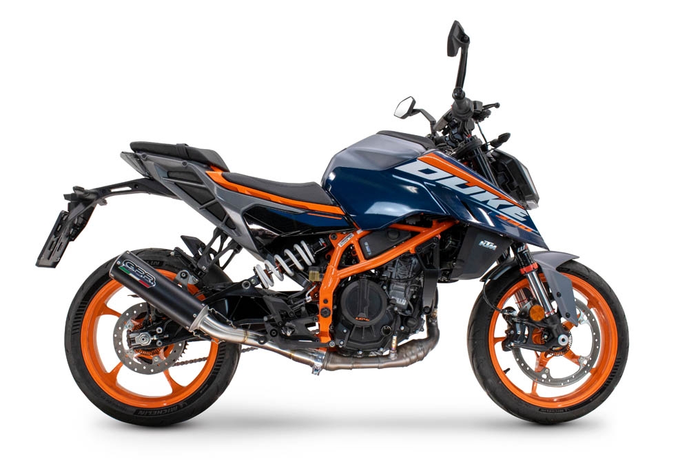 Escape compatible con Ktm Duke 125 2024-2025, M3 Black Titanium, Escape legal, homologado, silenciador con db killer desmontable y tubo de conexión específico 