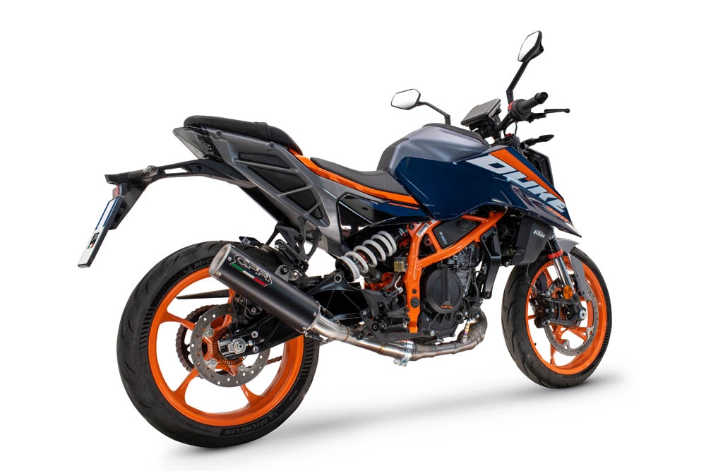 Escape compatible con Ktm Duke 125 2024-2025, M3 Black Titanium, Escape legal, homologado, silenciador con db killer desmontable y tubo de conexión específico 