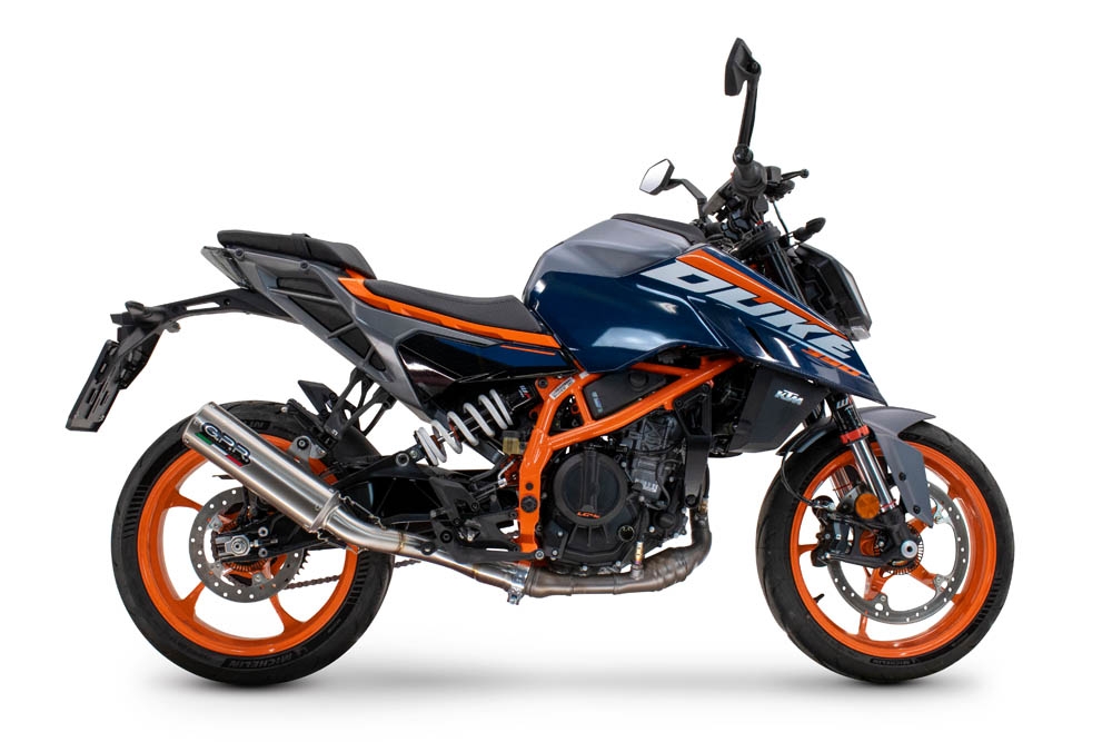 Escape compatible con Ktm Duke 390 2024-2025, M3 Inox , Escape legal, homologado, silenciador con db killer desmontable y tubo de conexión específico 