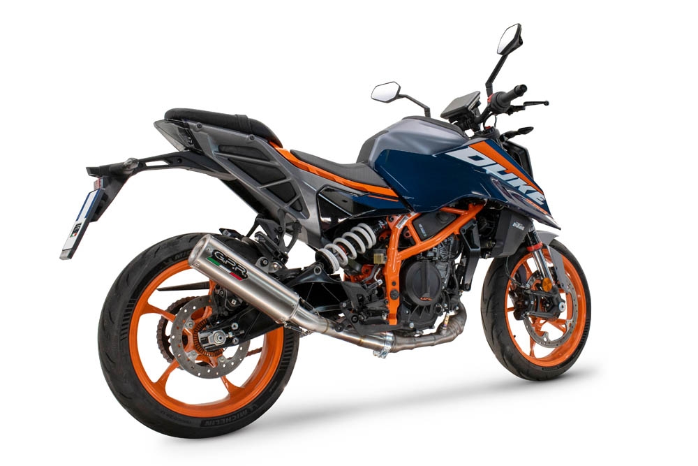 Escape compatible con Ktm Duke 390 2024-2025, M3 Inox , Escape legal, homologado, silenciador con db killer desmontable y tubo de conexión específico 