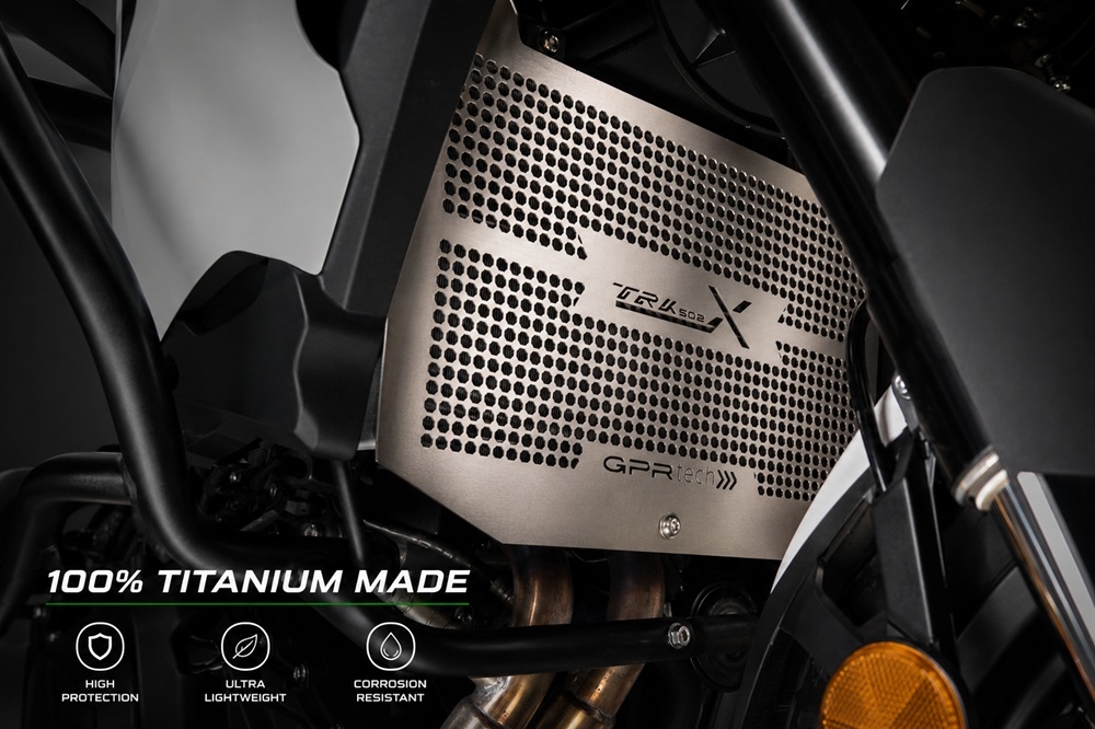 GPR TECH compatible con  Benelli Trk 502 X 2017/2020 e4 Protector de radiador de titanio 