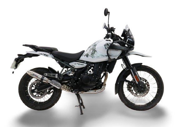 Escape compatible con Royal Enfield Himalayan 450 2024-2025, Deeptone Inox, Escape legal, homologado, silenciador con db killer desmontable y tubo de conexión específico 