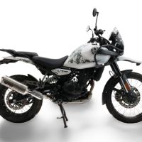 Escape compatible con Royal Enfield Himalayan 450 2024-2025, Satinox, Escape legal, homologado, silenciador con db killer desmontable y tubo de conexión específico 