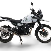 Escape compatible con Royal Enfield Guerrilla 450 2024-2025, Dune Triovale Titanio, Escape legal, homologado, silenciador con db killer desmontable y tubo de conexión específico 