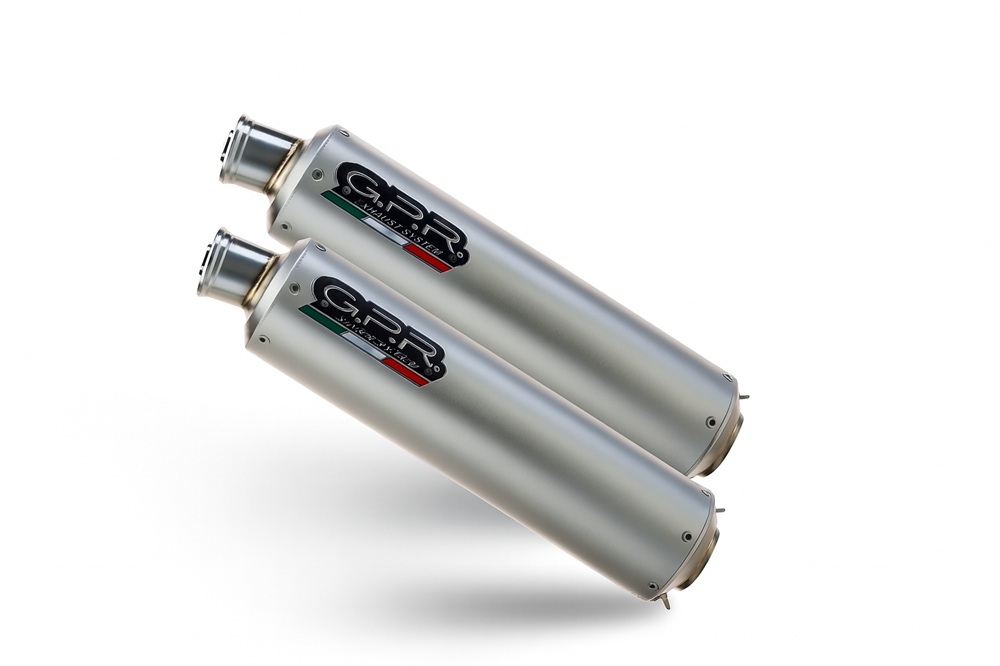 GPR escape compatible con Honda Fmx 650 2005-2008, Inox Tondo, Par de terminales de escape homologados, con db killer extraíble, catalizadores y tubo de conexión específico 