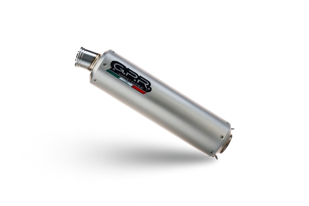 GPR escape compatible con Hyosung Comet 250 GT - R 2001-2014, Inox Tondo, Silenciador de escape, homologado, montaje con brida específica (bolt-on), con db killer extraíble 
