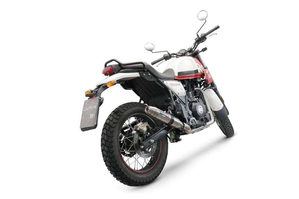 Escape compatible con Royal Enfield Scram 411 2022-2024, Deeptone Inox, Escape homologado para mercados fuera de la UE 