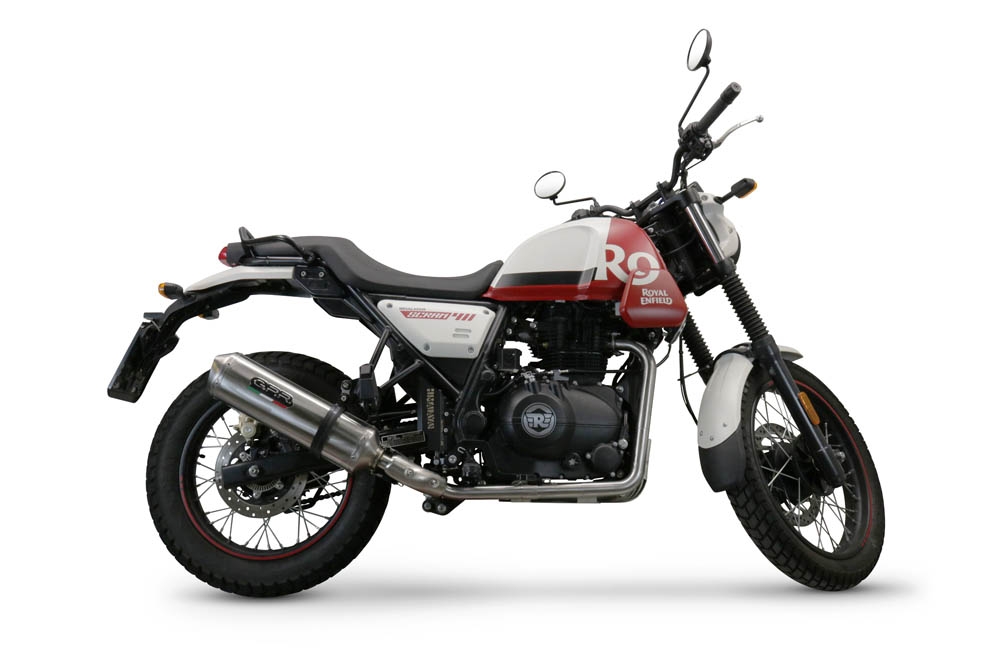 Escape compatible con Royal Enfield Scram 411 2022-2024, Satinox , Escape homologado para mercados fuera de la UE 