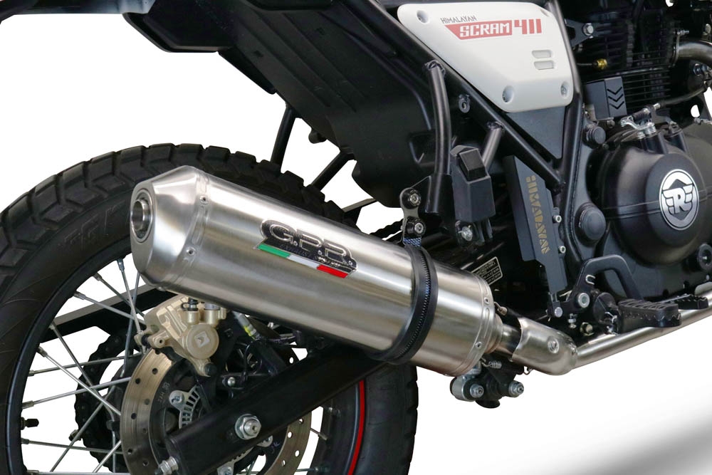Escape compatible con Royal Enfield Scram 411 2022-2024, Satinox , Escape homologado para mercados fuera de la UE 