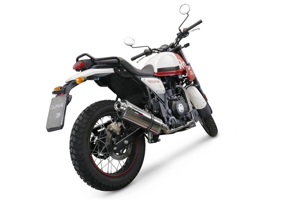 Escape compatible con Royal Enfield Scram 411 2022-2024, Trioval, Escape legal, homologado, silenciador con db killer desmontable y tubo de conexión 