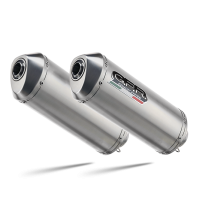 Escape compatible con Ducati Monster 1000 2003-2005, Satinox, Par de terminales de escape homologados, con db killer extraíbles y tubos de conexión específicos 