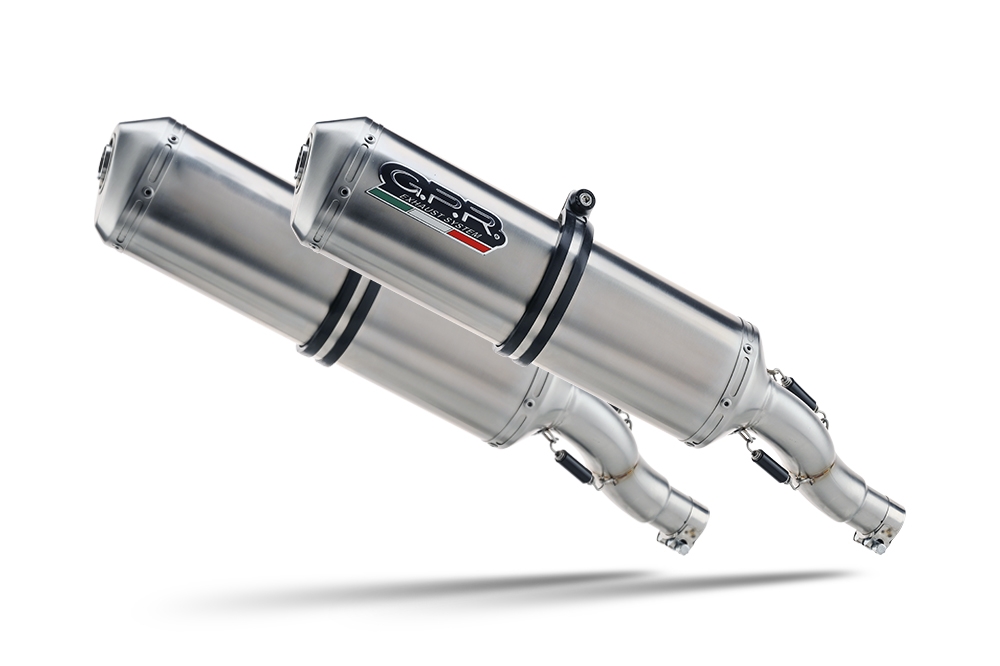 Escape compatible con Aprilia Tuono R 1000 Factory 2006-2010, Satinox, Par de terminales de escape homologados, con db killer extraíbles y tubos de conexión específicos 