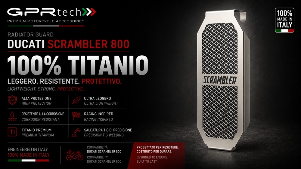 GPR TECH compatible con  Ducati Scrambler 800 2015/2016 Protector de radiador de titanio 