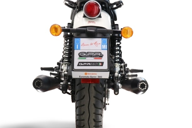 Escape compatible con Royal Enfield Shotgun 650 2024-2025, Ultracone Black, Escape doble, no legal para los países miembros de la UE, incluidos los db killers extraíbles y los tubos de unión 