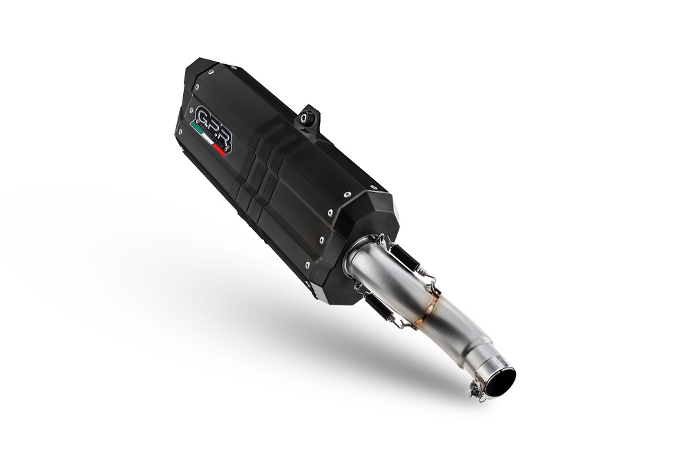 Escape compatible con Yamaha Tenere 700 2025-2026, Hyper Sonic Black Titanium, Escape legal, homologado, silenciador con db killer desmontable y tubo de conexión específico 