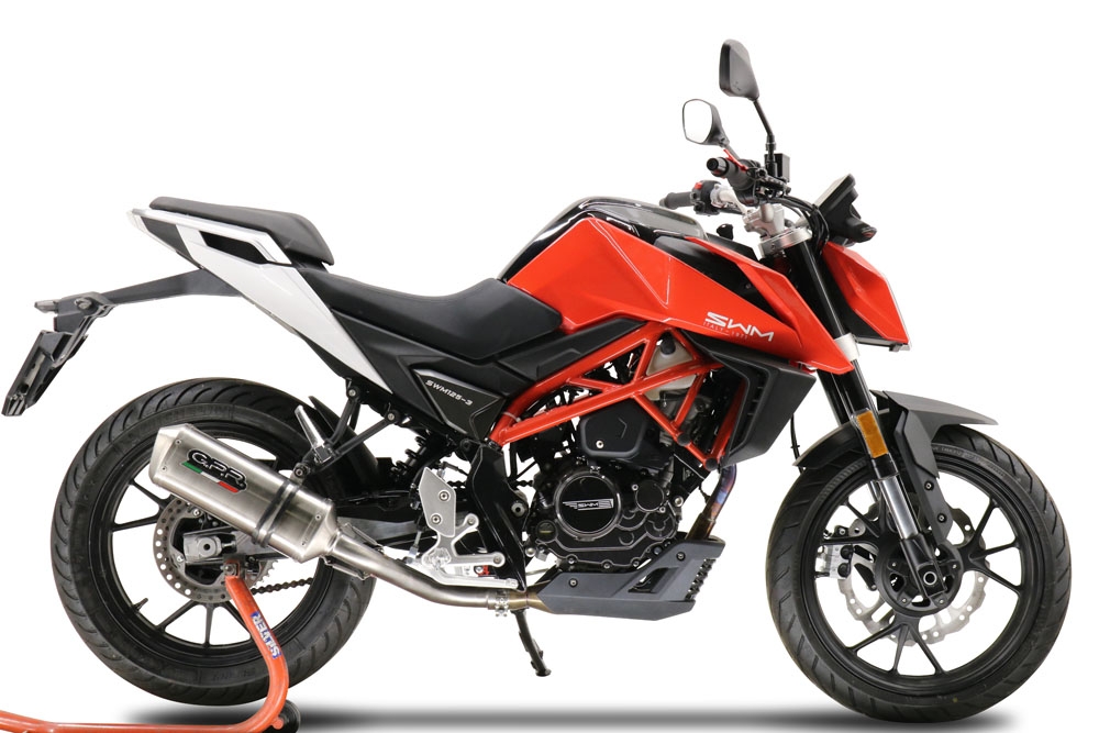 GPR escape compatible con Swm Motorcycles Hoku 125 2022-2024, Satinox , Escape legal, homologado, silenciador con db killer desmontable y tubo de conexión específico 