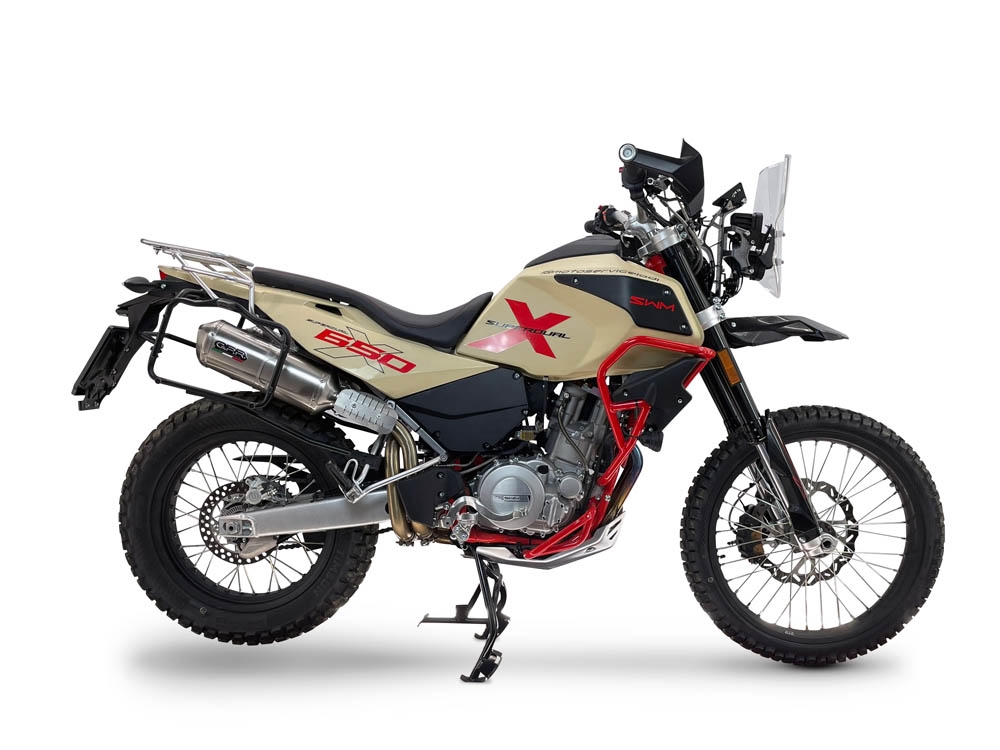 GPR escape compatible con Swm Motorcycles Superdual 600 T 2023-2024, Satinox , Par de terminales de escape homologados, con db killer extraíbles y tubos de conexión específicos 