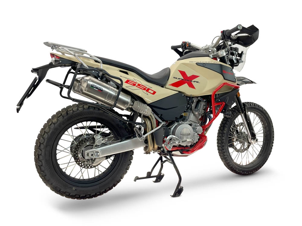 GPR escape compatible con Swm Motorcycles Superdual 600 T 2023-2024, Satinox , Par de terminales de escape homologados, con db killer extraíbles y tubos de conexión específicos 