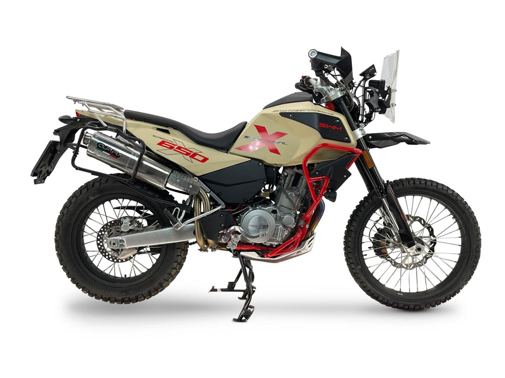 GPR escape compatible con Swm Motorcycles Superdual 650 X 2025-2026, Trioval, Par de terminales de escape homologados, con db killer extraíbles y tubos de conexión específicos 