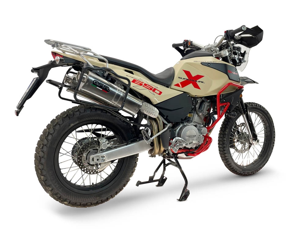 GPR escape compatible con Swm Motorcycles Superdual 650 X 2025-2026, Trioval, Par de terminales de escape homologados, con db killer extraíbles y tubos de conexión específicos 