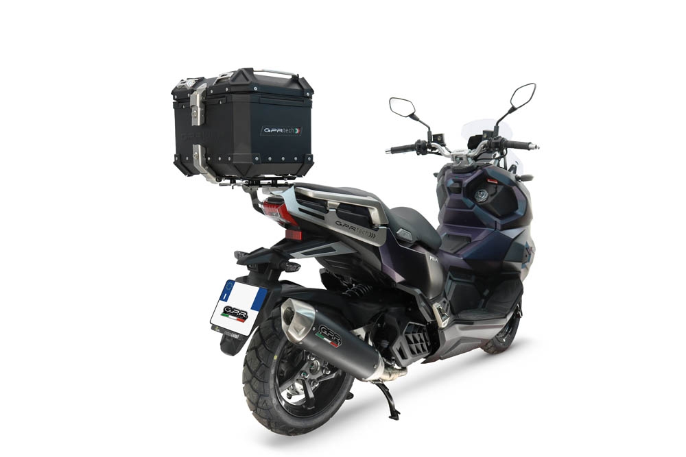 GPR escape compatible con Sym ADX 125 2024-2026, Furore-X Scooter, Sistema de escape completo que incluye tubo de enlace y db killer extraíble. 