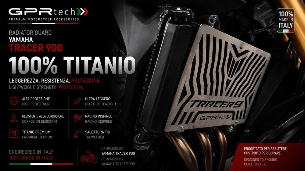 GPR TECH compatible con  Yamaha Tracer 9 2025/2026 e5 plus Protector de radiador de titanio 