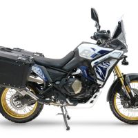 GPR TECH compatible con  Voge DS 800 Rally 2025/2026 Par de maletas laterales en aluminio con lado derecho contorneado, color negro con portaequipajes específico TECH-EVO  Capacidad 38 LT. + 32 LT.