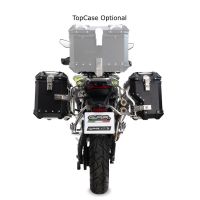 GPR TECH compatible con  Voge 900DSX 2024/2025 e5 Par de maletas laterales en aluminio color plata,con lado derecho contorneado, con portaequipajes específico color negro Capacidad 38 LT. + 32 LT.