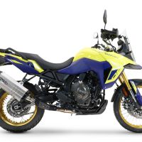 Escape compatible con Suzuki V-STROM DL 800 DE - SE 2023-2025, Hyper Sonic Titanium, Escape legal, homologado, silenciador con db killer desmontable y tubo de conexión específico 