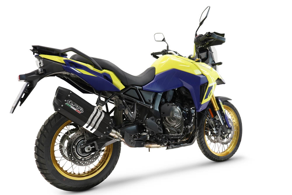 Escape compatible con Suzuki V-STROM DL 800 DE - SE 2023-2025, Hyper Sonic Black Titanium, Escape legal, homologado, silenciador con db killer desmontable y tubo de conexión específico 