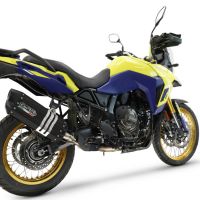 Escape compatible con Suzuki V-STROM DL 800 DE - SE 2023-2025, Hyper Sonic Black Titanium, Escape legal, homologado, silenciador con db killer desmontable y tubo de conexión específico 