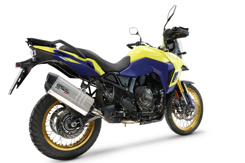 Escape compatible con Suzuki V-STROM DL 800 DE - SE 2023-2025, Hyper Sonic Titanium, Escape legal, homologado, silenciador con db killer desmontable y tubo de conexión específico 