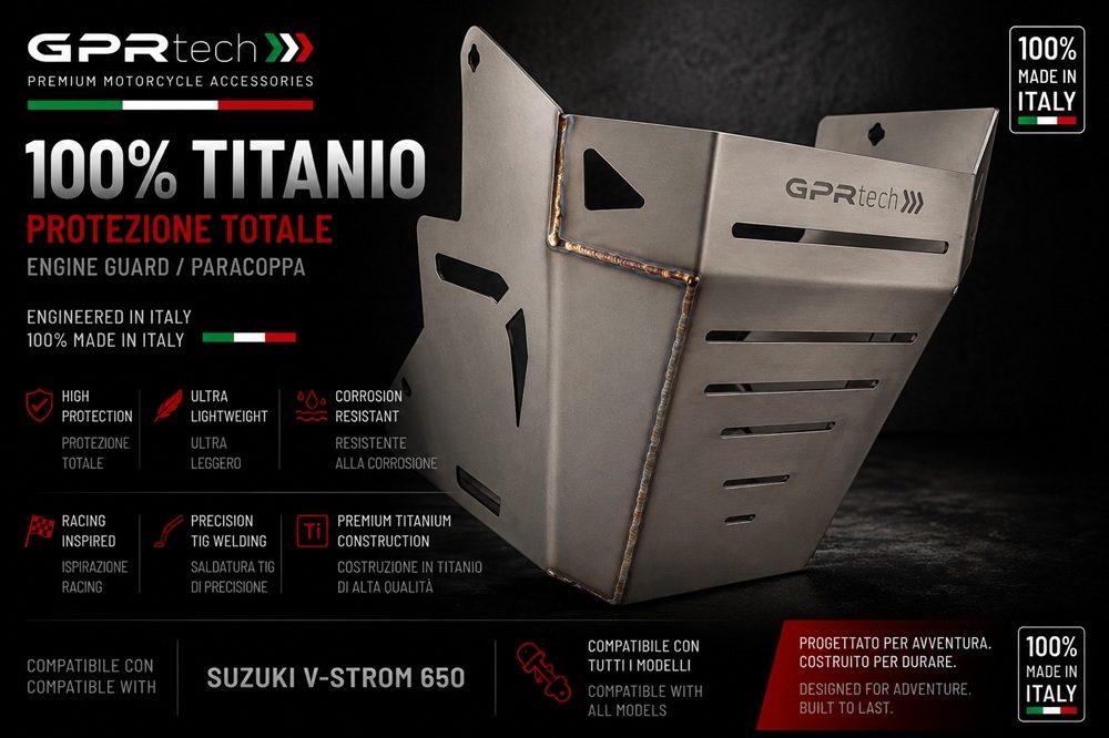 GPR TECH compatible con  Suzuki V-Strom Dl 650 2017/2020 e4 Protección del motor en titanio 