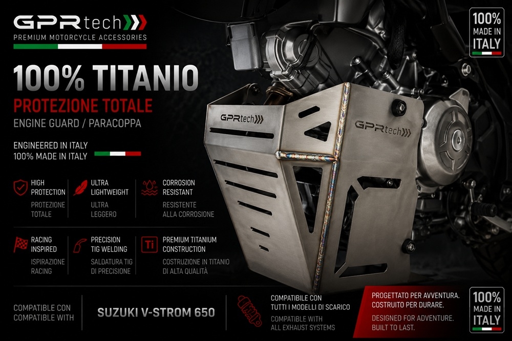 GPR TECH compatible con  Suzuki V-Strom Dl 650 2017/2020 e4 Protección del motor en titanio 