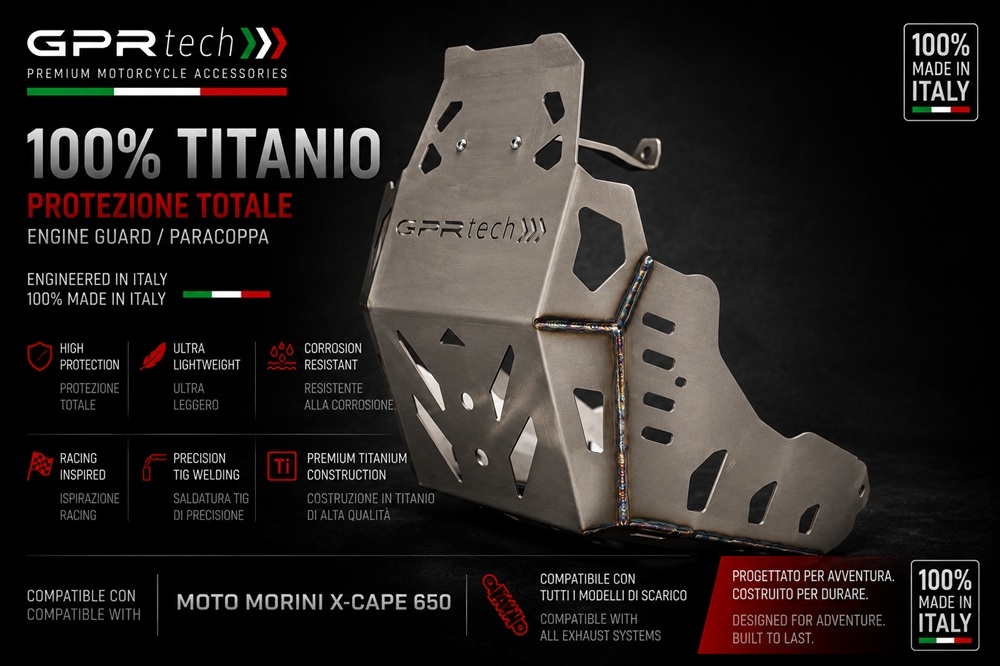 GPR TECH compatible con  Moto Morini X-CAPE 650 2021/2024 e5 Protección del motor en titanio 