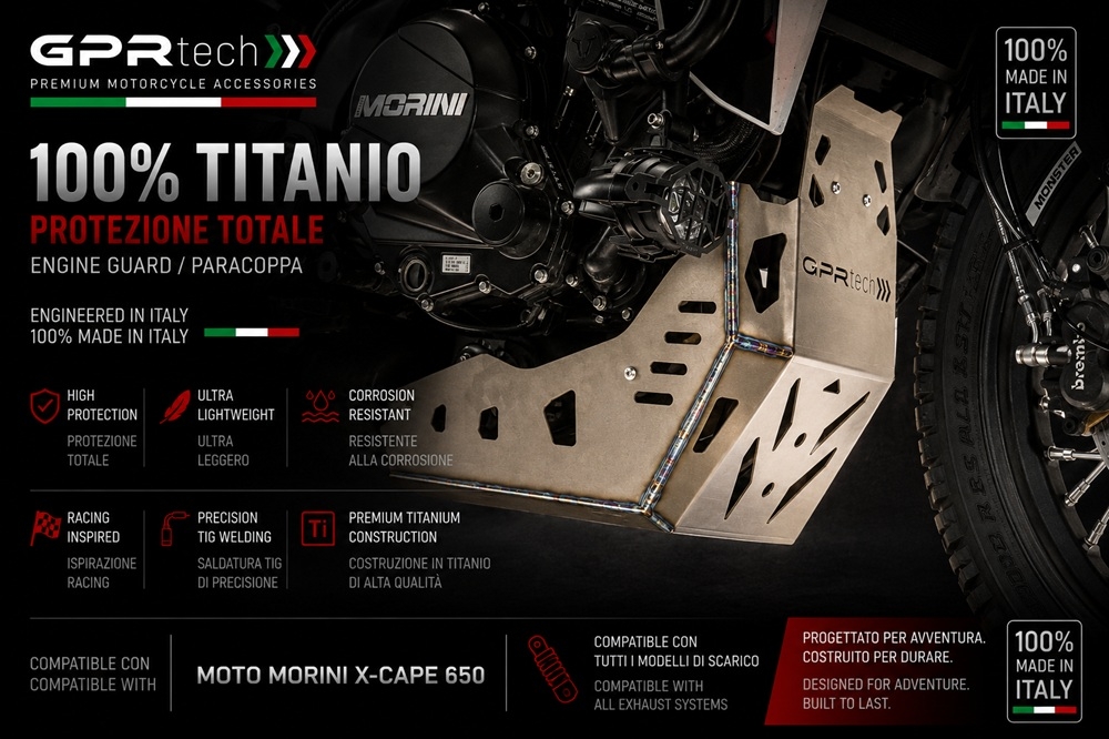 GPR TECH compatible con  Moto Morini X-CAPE 650 2021/2024 e5 Protección del motor en titanio 