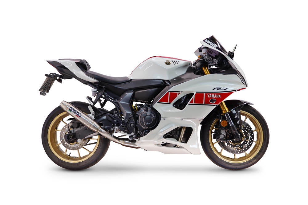 GPR escape compatible con Yamaha YZF R7 2021-2024, Deeptone Inox, Escape completo homologado y legal,con catalizador incluido db killer extraíble 