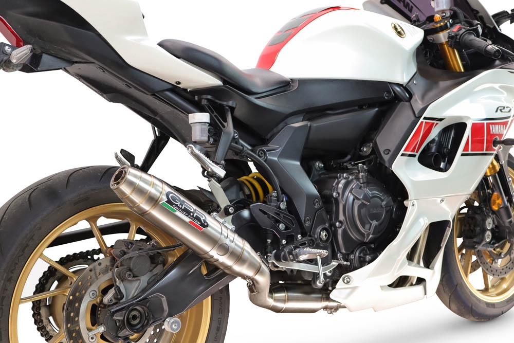 GPR escape compatible con Yamaha YZF R7 2021-2024, Deeptone Inox, Escape completo homologado y legal,con catalizador incluido db killer extraíble 