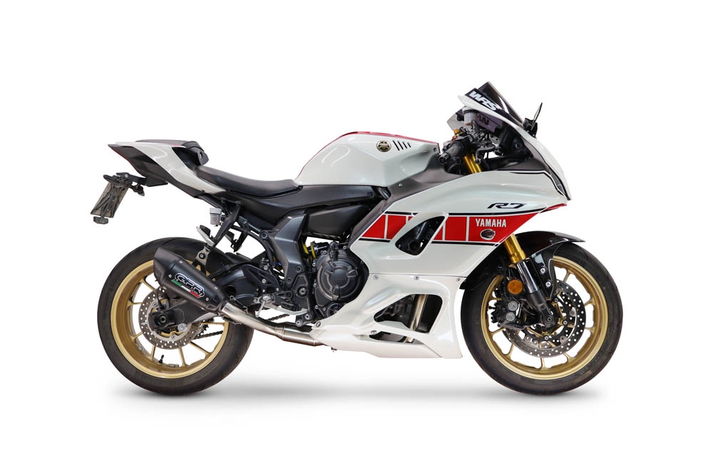 GPR escape compatible con Yamaha YZF R7 2021-2024, GP-Revo Black Titanium, Escape completo homologado y legal,con catalizador incluido db killer extraíble 