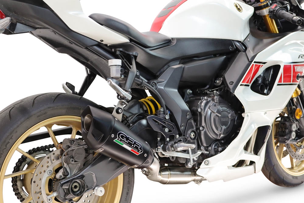 GPR escape compatible con Yamaha YZF R7 2021-2024, GP-Revo Black Titanium, Escape completo homologado y legal,con catalizador incluido db killer extraíble 