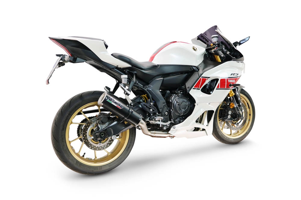 GPR escape compatible con Yamaha YZF R7 2021-2024, M3 Black Titanium, Escape completo homologado y legal,con catalizador incluido db killer extraíble 