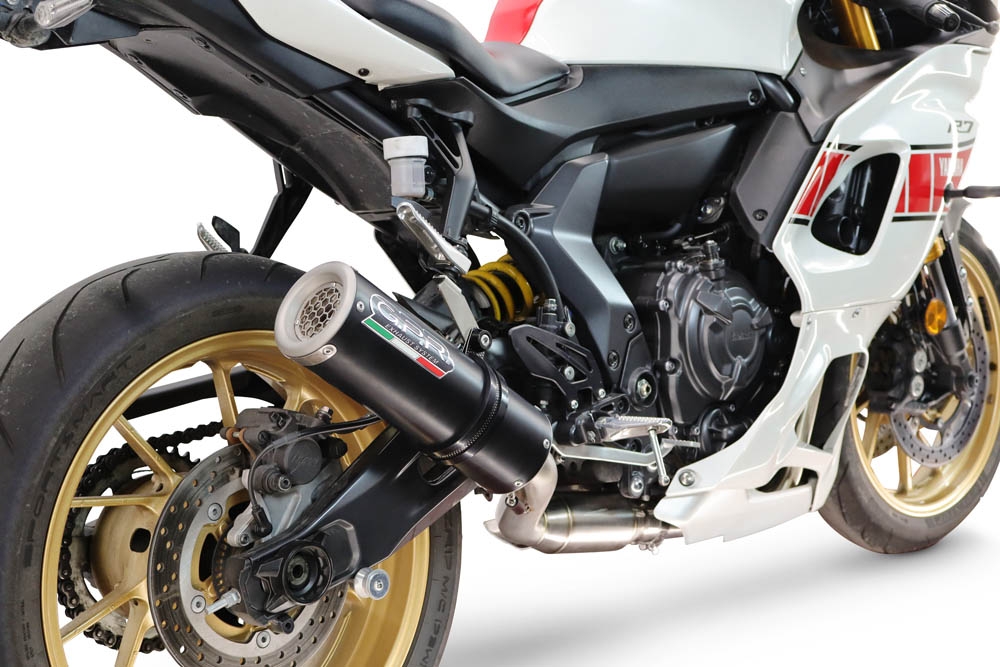 GPR escape compatible con Yamaha YZF R7 2021-2024, M3 Black Titanium, Escape completo homologado y legal,con catalizador incluido db killer extraíble 