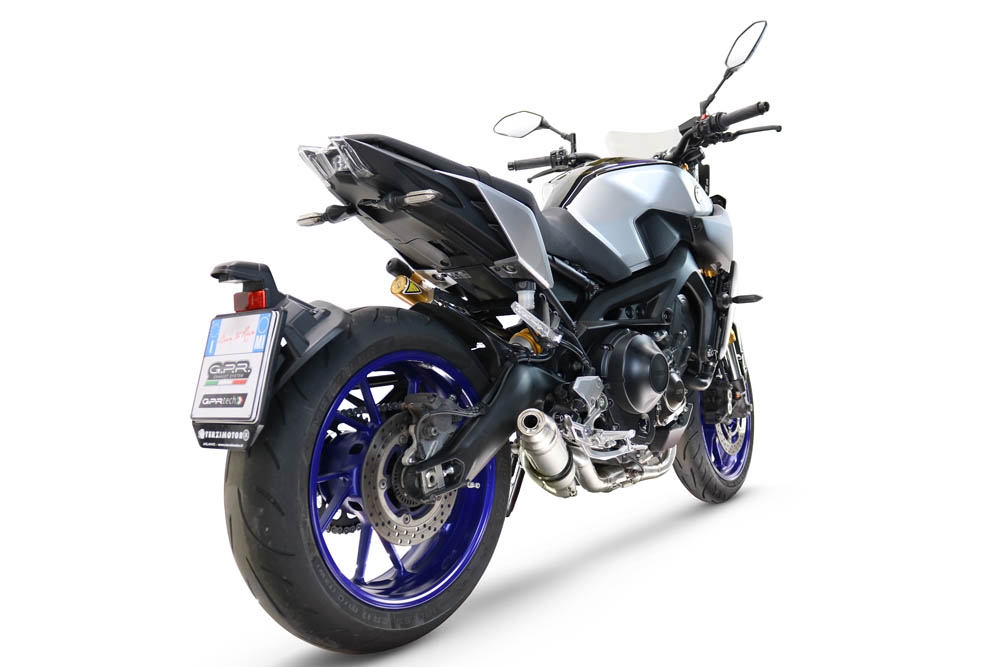 GPR escape compatible con  Yamaha Mt-09 2014-2016, Deeptone Inox, Escape completo racing, incluyendo colector y db killer desmontable, sin homologación 