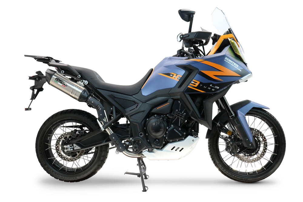 GPR escape compatible con  Zontes 703 F 2025-2026, Furore-X Titanio, Escape legal, homologado, silenciador con db killer desmontable y tubo de conexión específico 